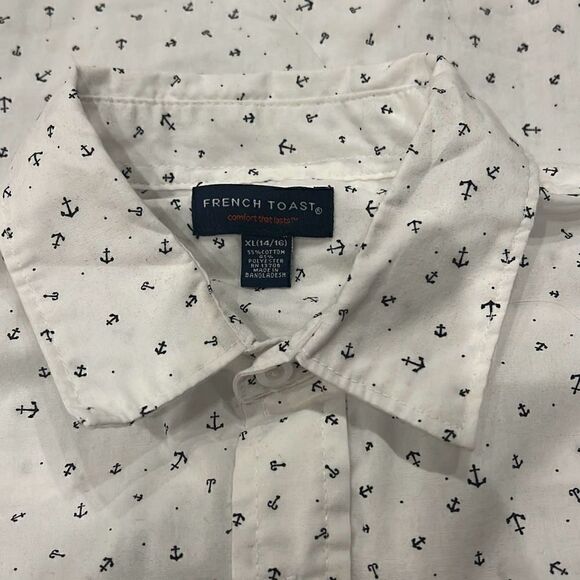 French Toast anchor button up short sleeve poplin shirt XL - Picture 2 of 3